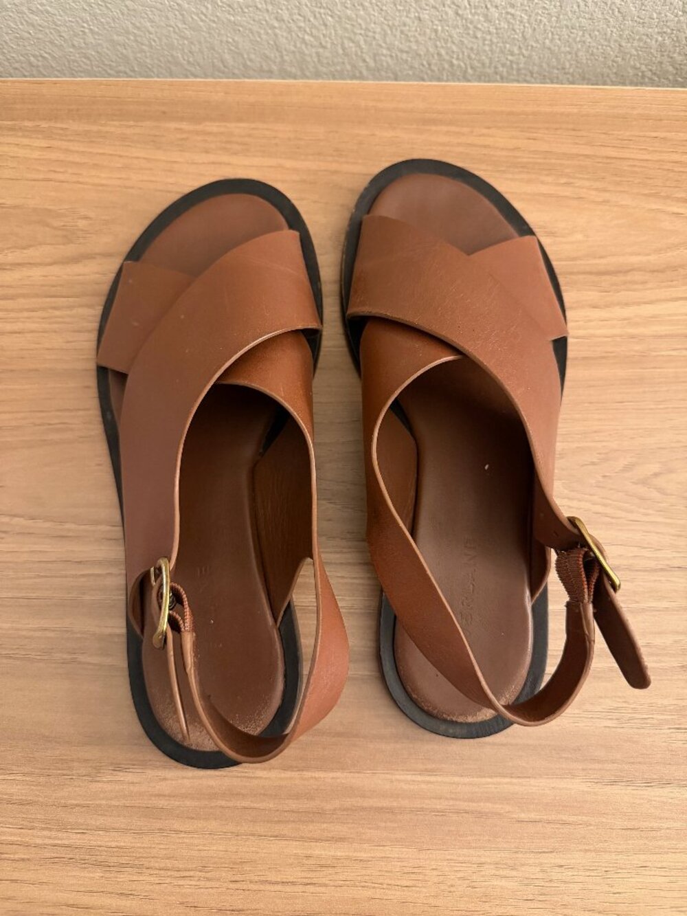 Everlane City Crossover Sandal Size 7 Rum Brown